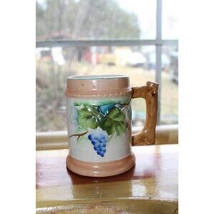 Grape Mug Occupied Japan Stamp 1940’s VGT Ceramic 3-D Branch Shape Handle